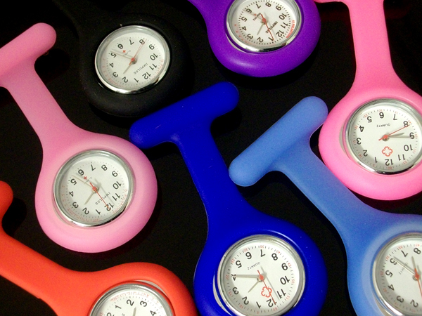 New Nurses Silicone Lapel Watches - Fun Colours On Sale Now